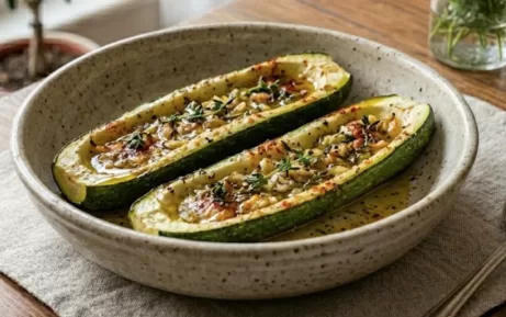Pku Fırında Zeytinyağlı ve Sarımsaklı Kabak Sandalları